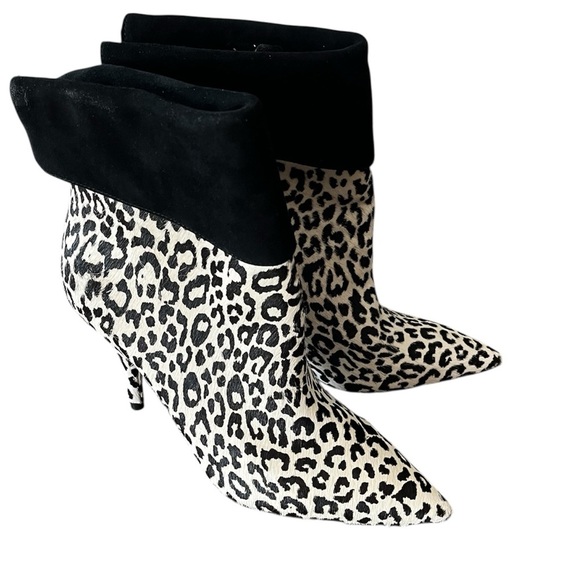 Marc Fisher Ltd. Fifily Snow Leopard Calf Hair Ankle Booties - Picture 2 of 11